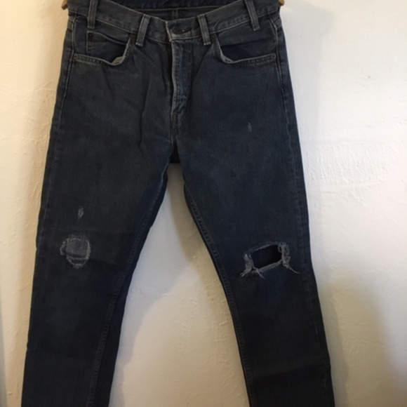 Levi’s 505 C Cropped Distressed Black Jeans - Picture 2 of 4